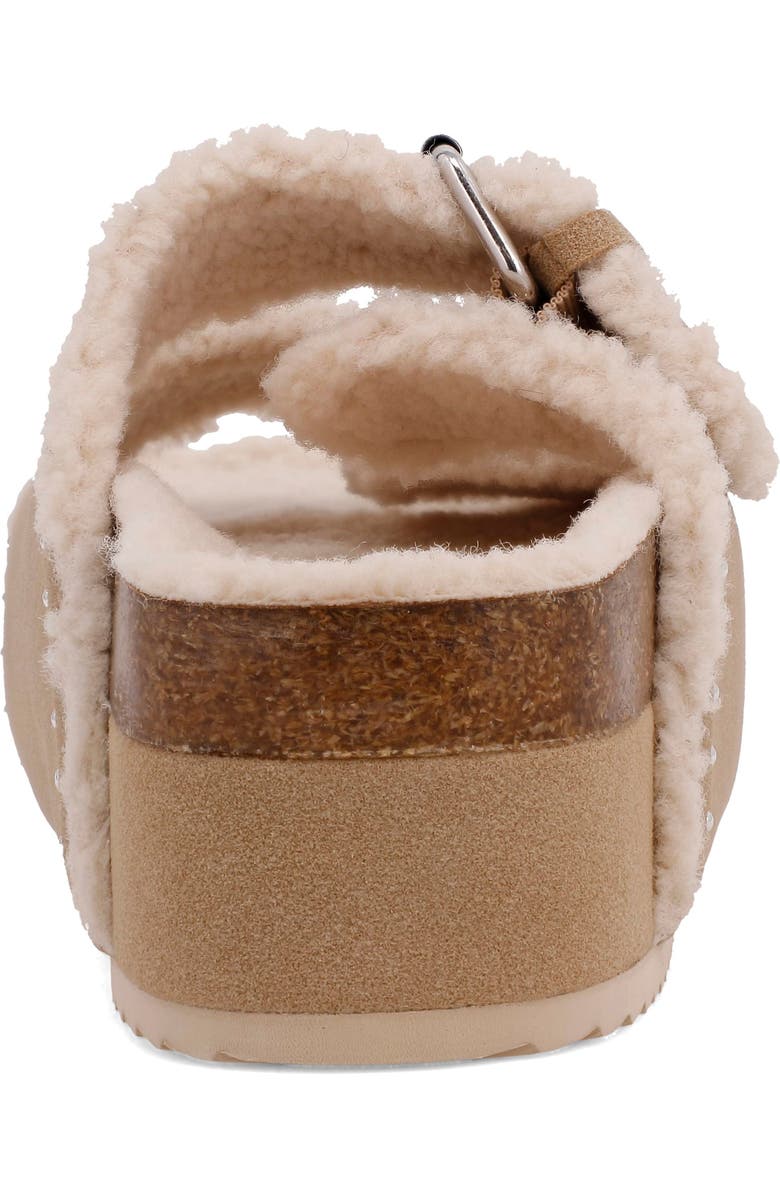 MIA Brookie Faux Shearling Platform Slide Sandal, Alternate, color, Sand