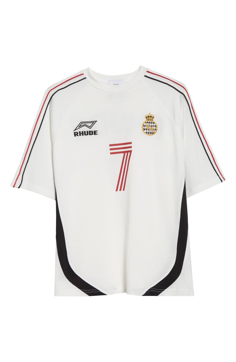 Rhude Lundun Soccer Jersey, Alternate, color, White / Black / Red 3113