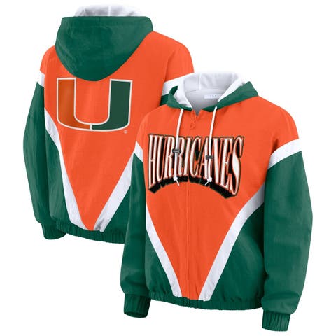 Women's WEAR by Erin Andrews Orange/Green Miami Hurricanes Colorblock Full-Zip Hoodie Windbreaker Jacket