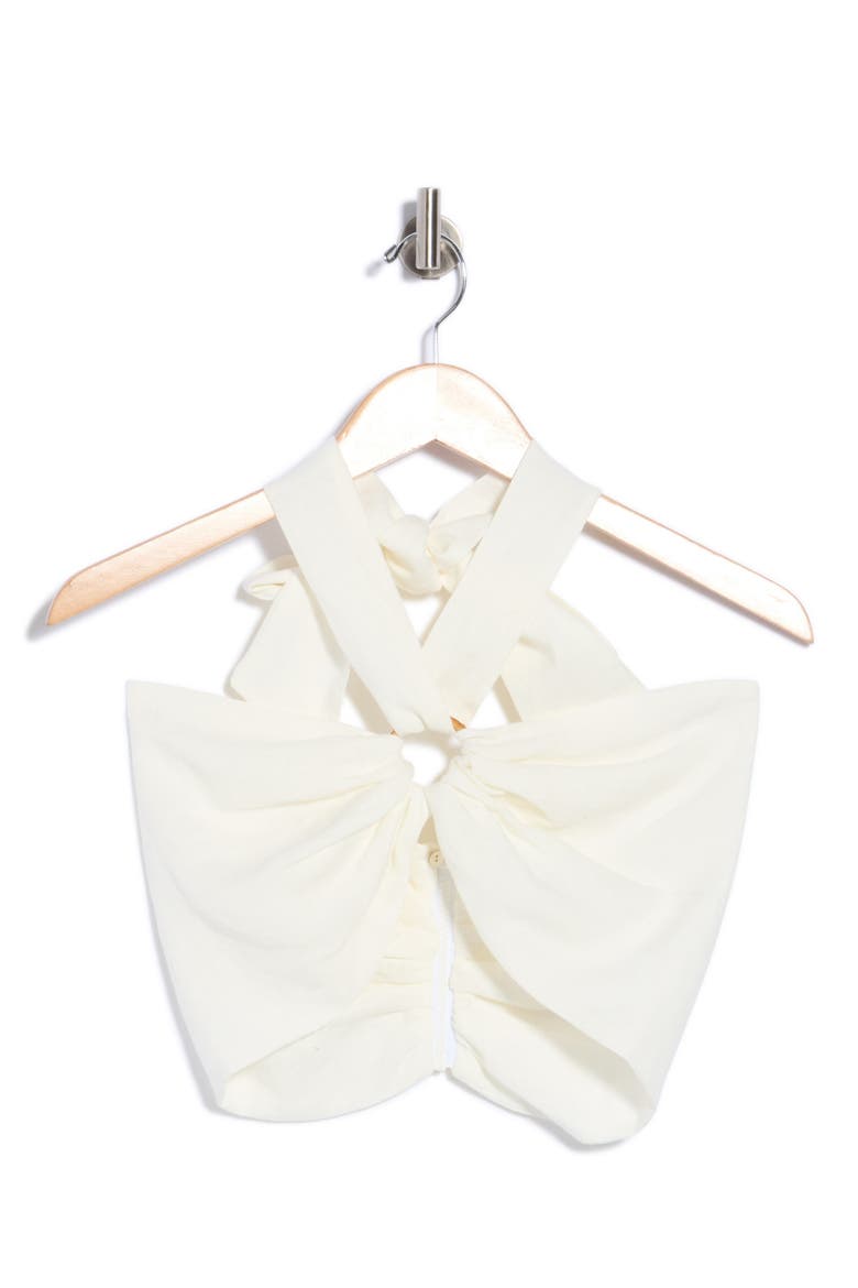 Carolina Linen Halter Cropped Top, Main, color, ECRU
