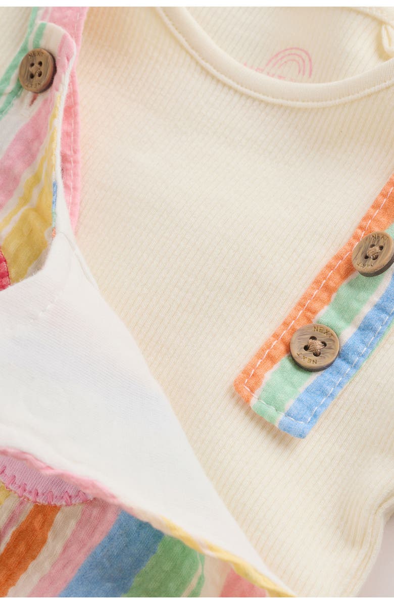 NEXT Seersucker Rainbow Overalls & Bodysuit Set, Alternate, color, Yellow Multi