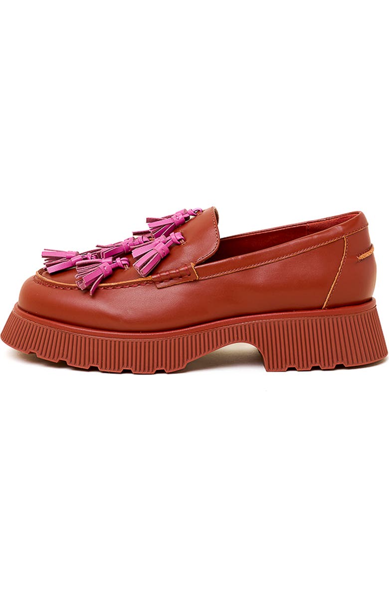 Charlotte Stone Chandler Tasseled Lug Sole Loafer, Alternate, color, Sienna