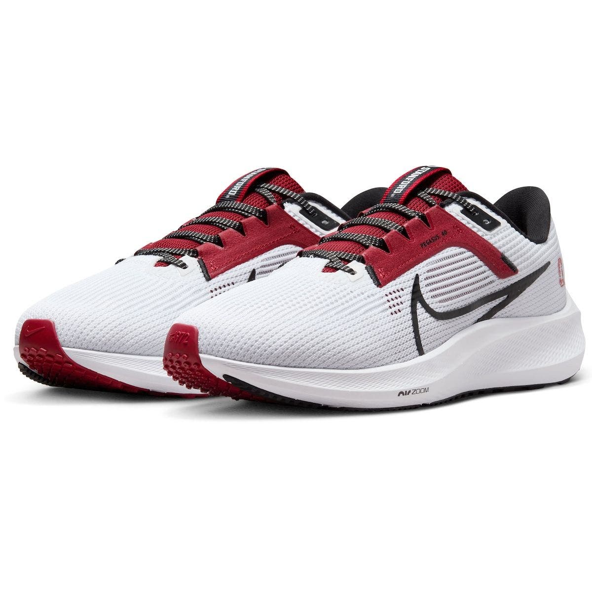 Nike Unisex Nike  White Stanford Cardinal Zoom Pegasus 40 Running Shoe, Alternate, color, White