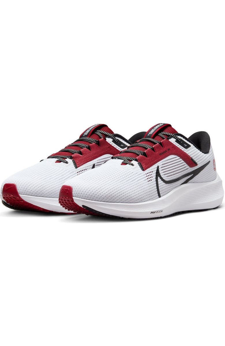 Nike Unisex Nike White Stanford Cardinal Zoom Pegasus 40 Running Shoe, Alternate, color, White