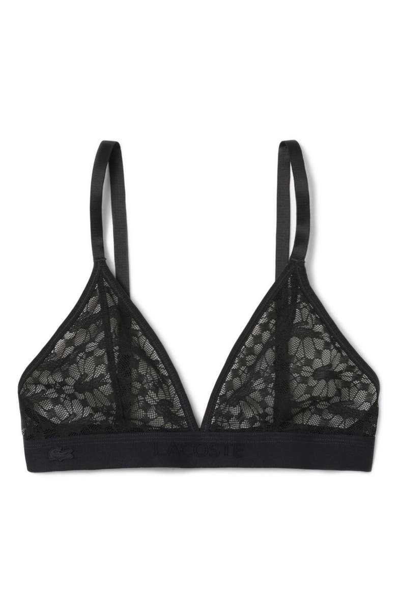 Lacoste Wireless Lace Bra, Alternate, color, Black