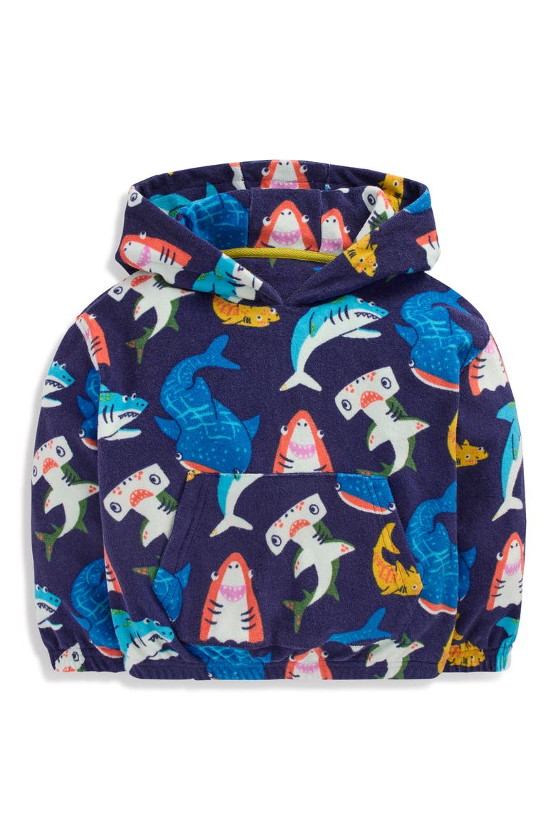 Kids' Shark Terry Hoodie, Main, color, NAVY SHARKS