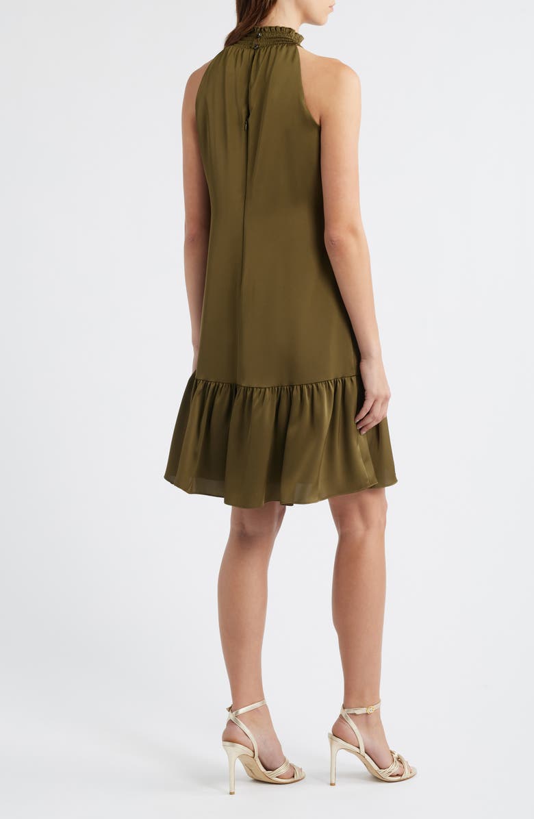 Vince Camuto Ruffle Hem Satin Dress, Alternate, color, Olive