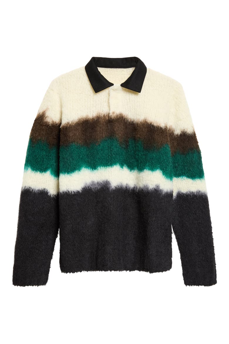 Chusen Dyed Wool Blend Polo Sweater, Main, color, BLACK MULTI