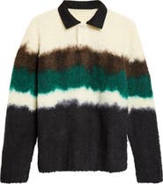 Sacai Chusen Dyed Wool Blend Polo Sweater