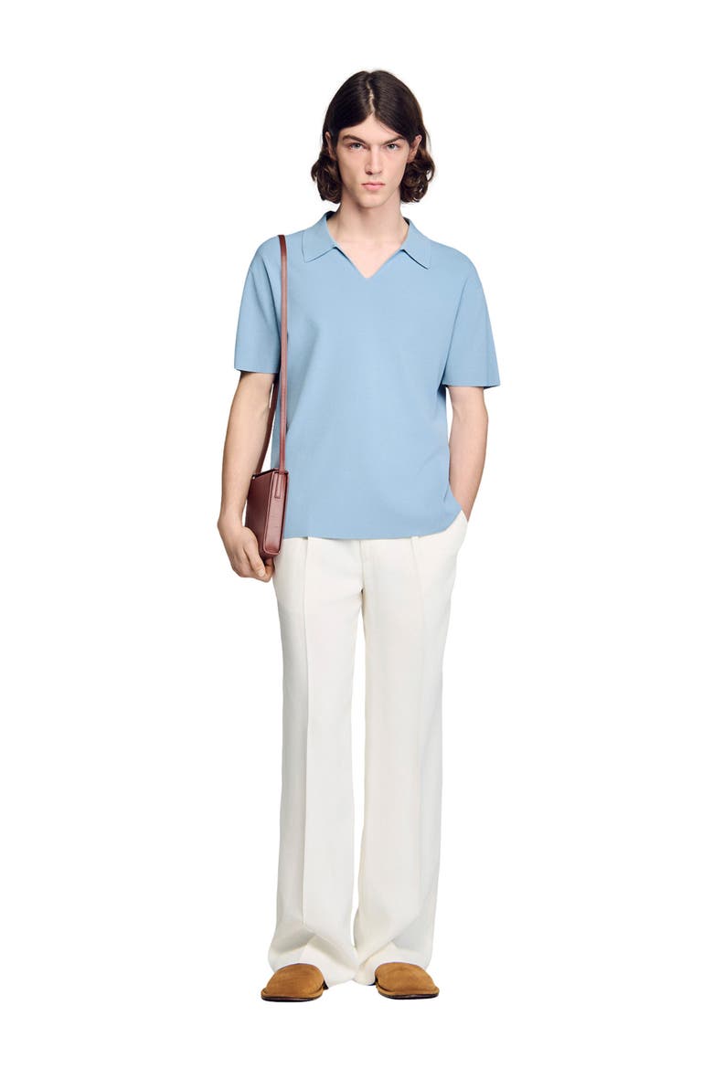 Stretch knit polo shirt, Alternate, color, Sky blue