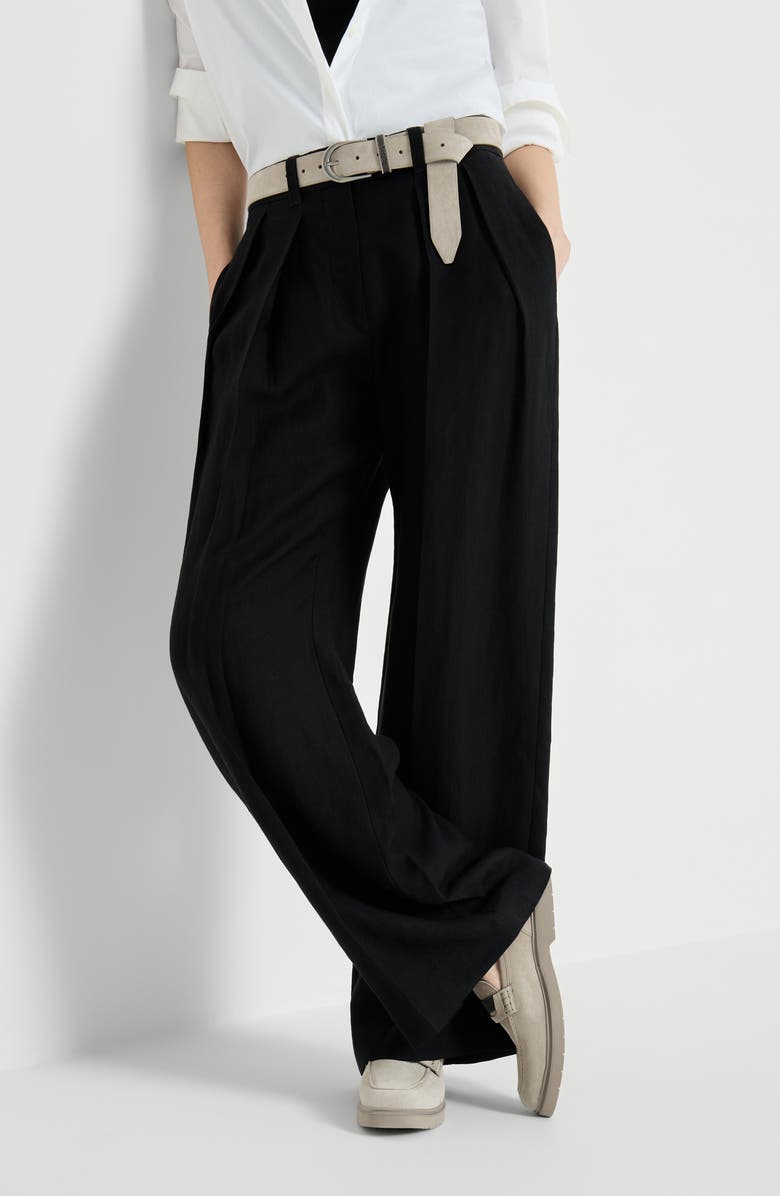 Brunello Cucinelli Sartorial Wide trousers, Alternate, color, Black