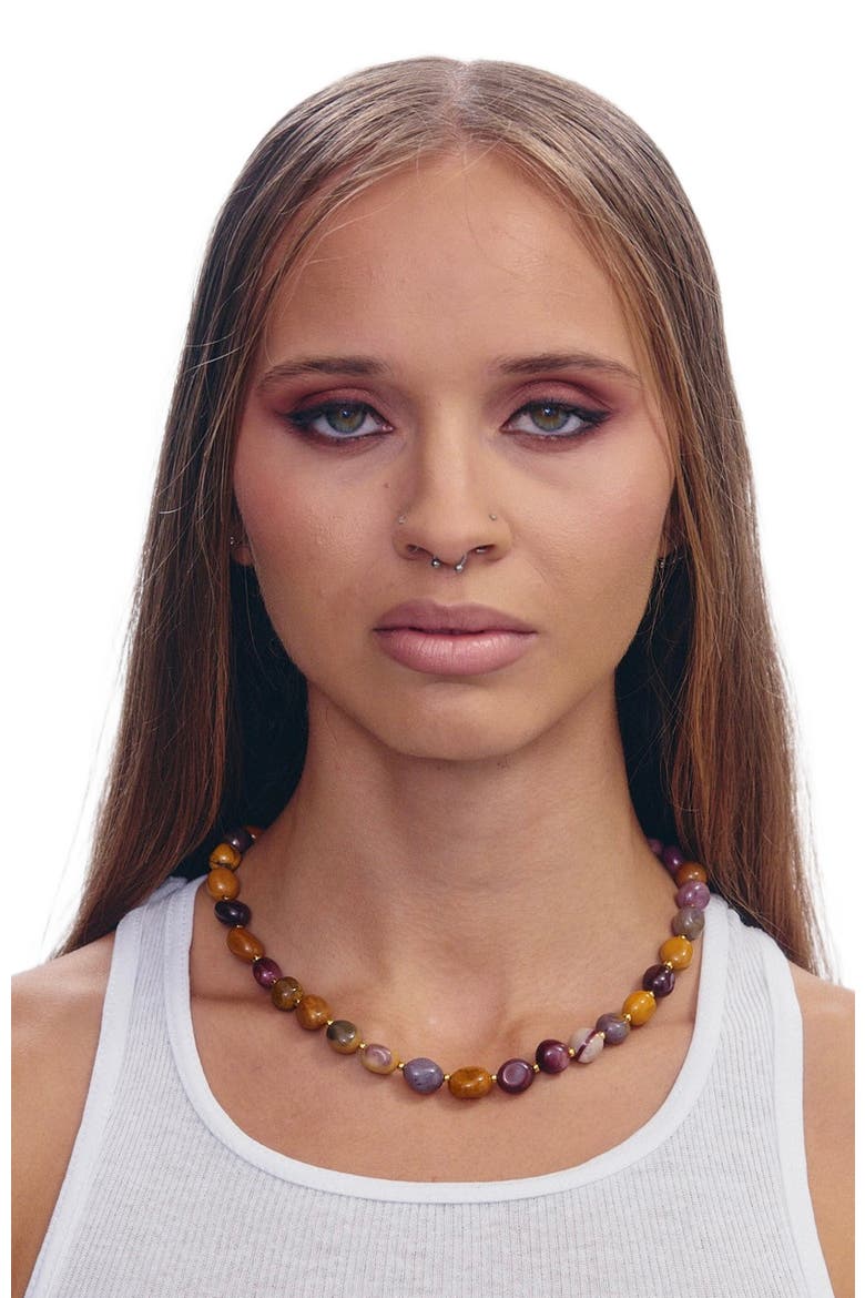 Gus Pebble Mookaite Gold Plated Necklace, Alternate, color, Multicolor
