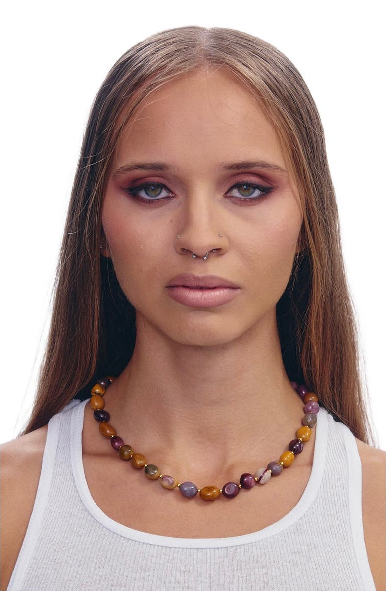 SHOP SPICY DAN Gus Pebble Mookaite Gold Plated Necklace, Alternate, color, Multicolor