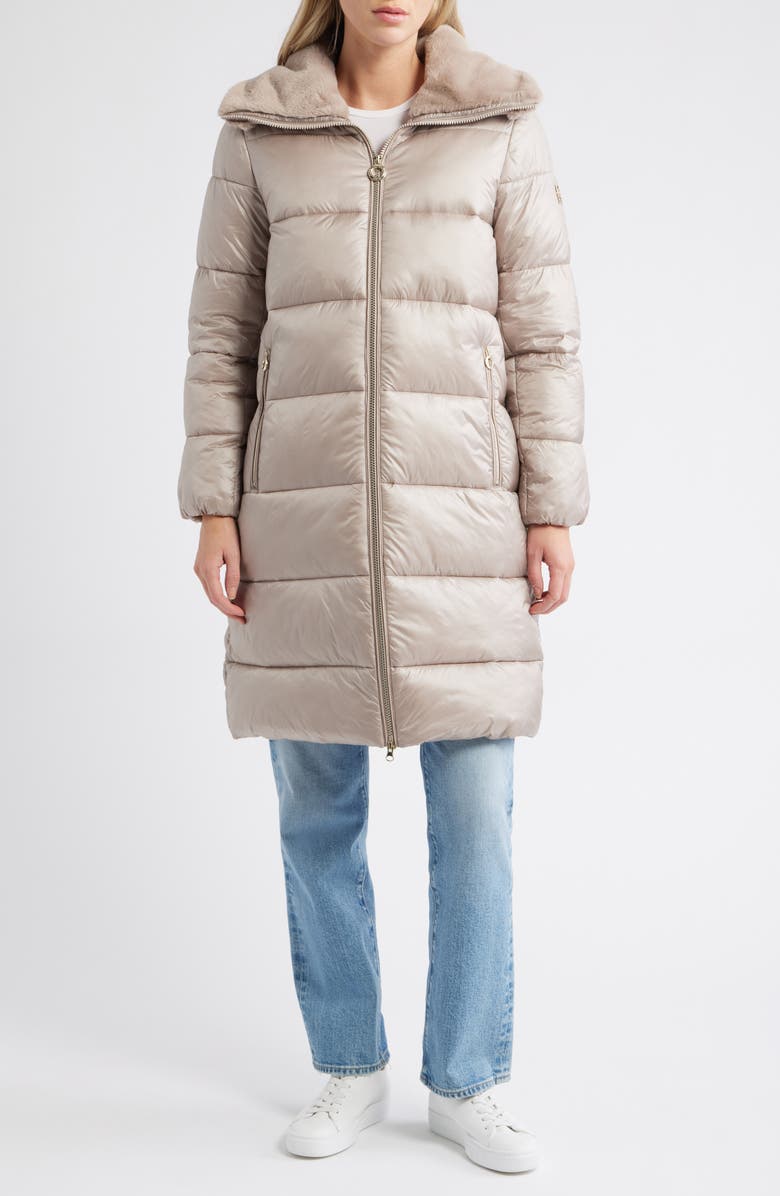 BCBG Missy Nylon Puffer Coat, Alternate, color, Champagne