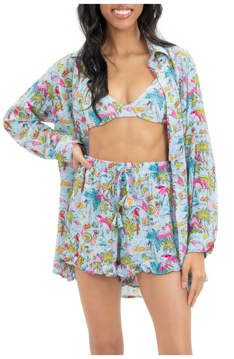 Kenny Flowers Margaritaville by Kenny Flowers - Welcome to Margaritaville - Women's Long Sleeve Resort Shirt, Alternate, color, Blue