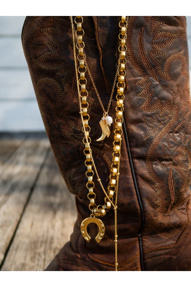Salt and Saddle Necklace, Alternate, color, Gold