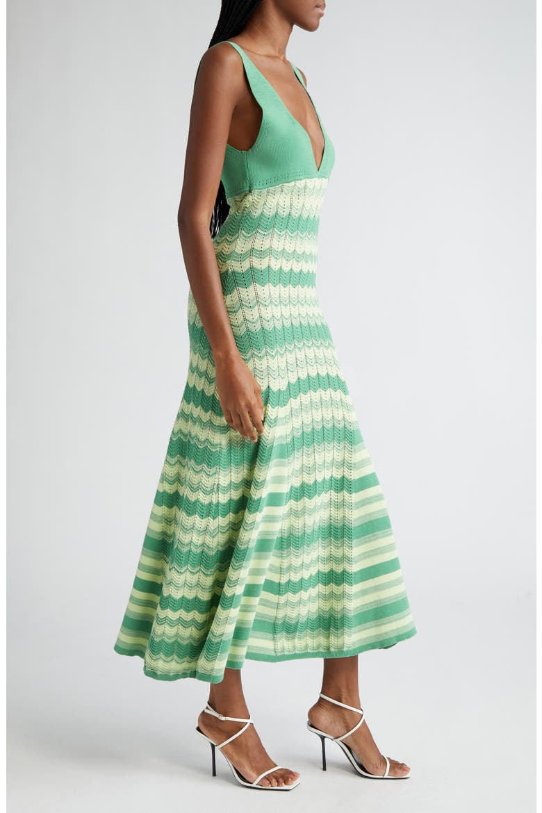 Mylah Chevron Stripe Sleeveless Cotton Sweater Dress, Alternate, color, MINERAL GREEN TWIST COTTON