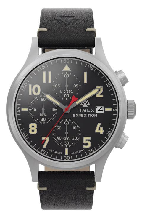 Expedition Sierra Chronograph Leather Strap Watch