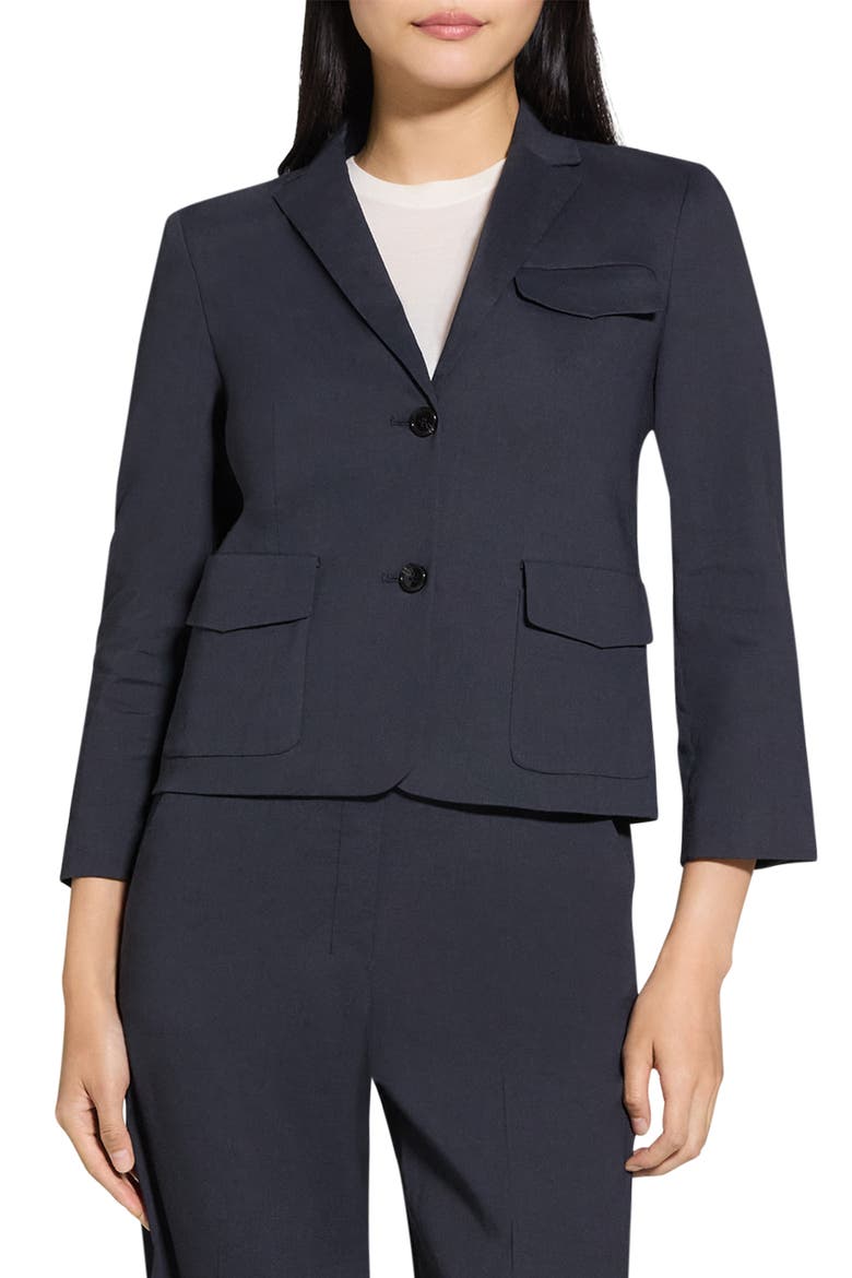 Linen Blend Shrunken Blazer, Main, color, CONCORD