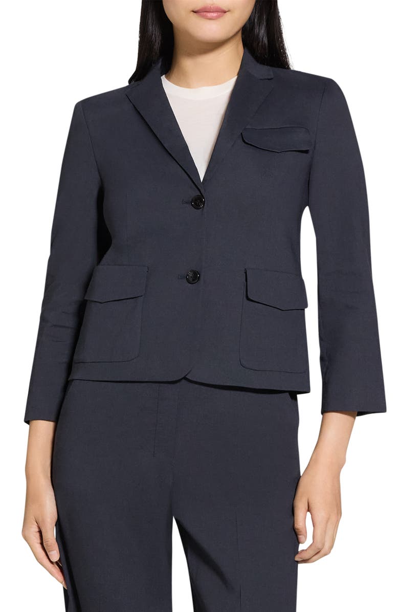 Theory Linen Blend Shrunken Blazer, Main, color, Concord