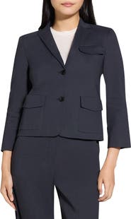 Theory Linen Blend Shrunken Blazer