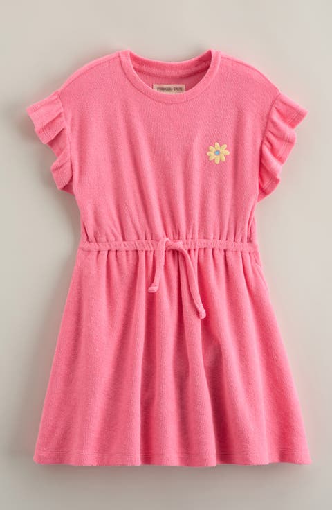 Kids' Flutter Sleeve Cotton Terry Dress (Toddler, Little Kid & Big Kid)