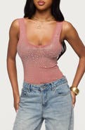 EDIKTED Angelita Embellished Mesh Tank