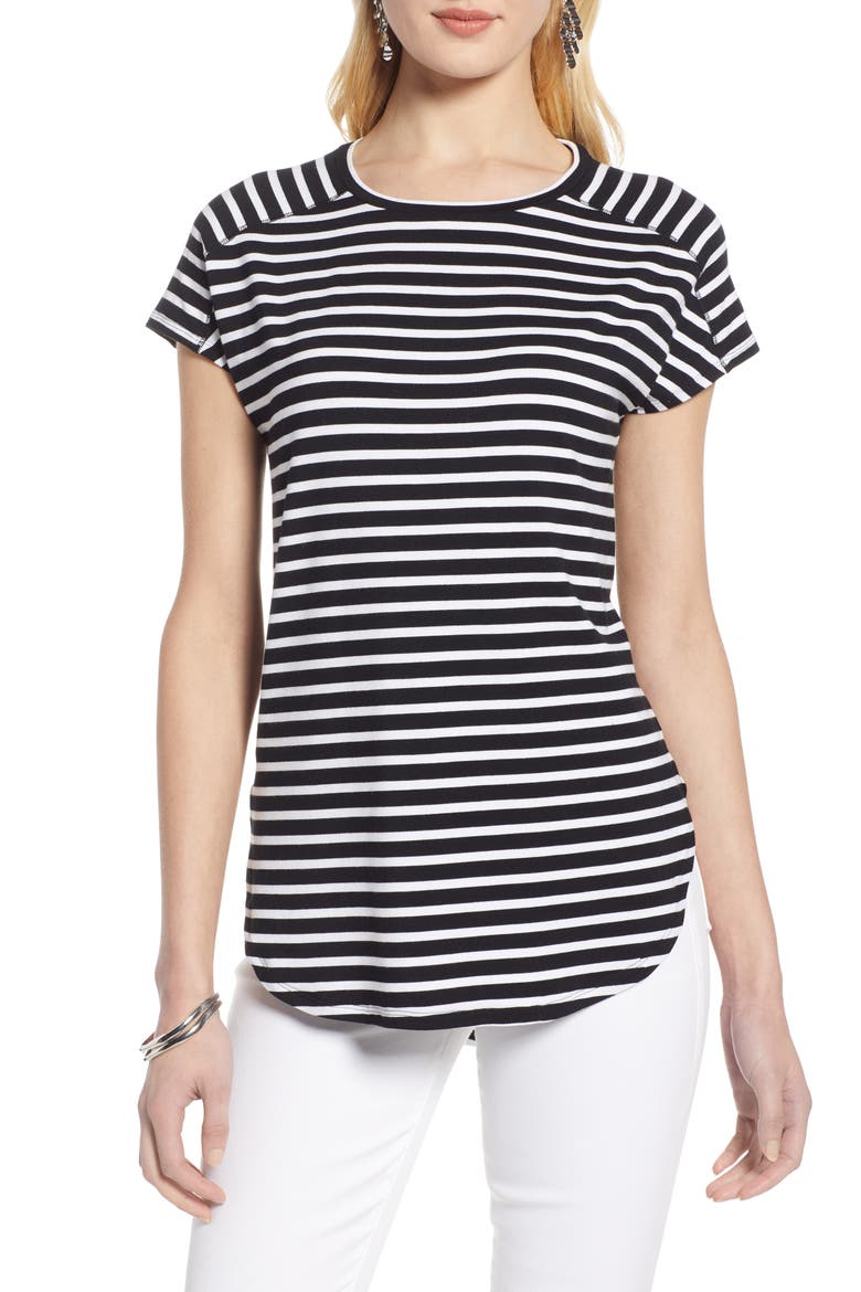 Crewneck Tee, Main, color, BLACK- WHITE STRIPE
