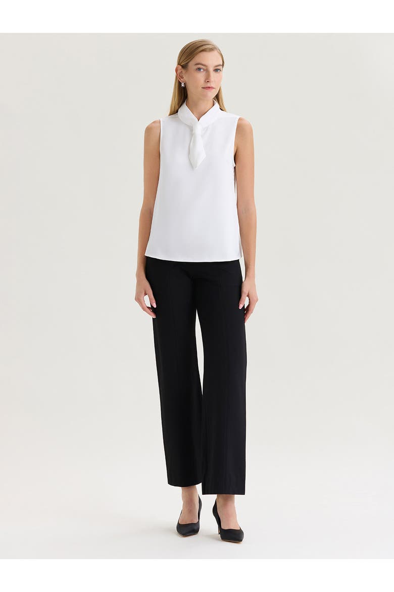 Short Tie-Neck Sleeveless Blouse, Alternate, color, White