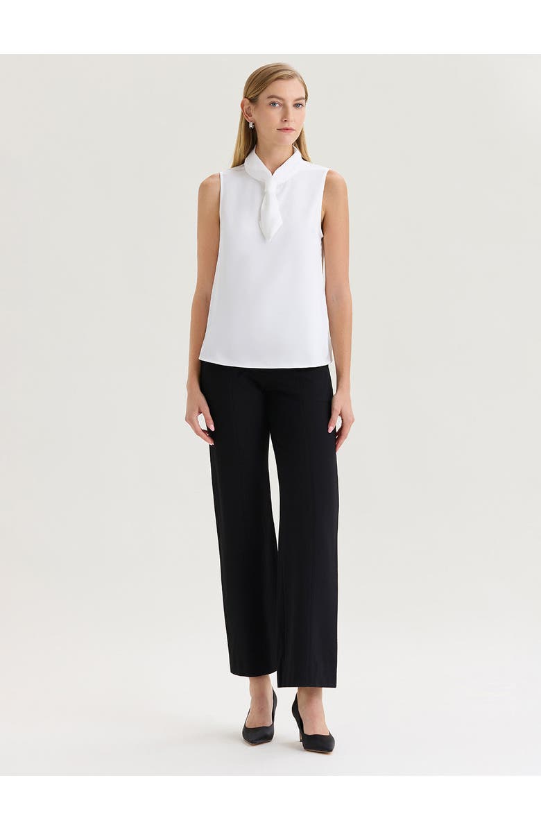 Misook Short Tie-Neck Sleeveless Blouse, Alternate, color, White