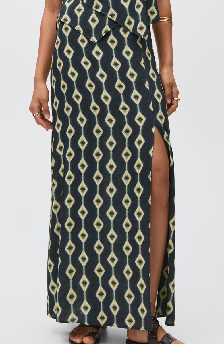 MANGO TEEN Diamond Print Maxi Skirt, Main, color, Blue