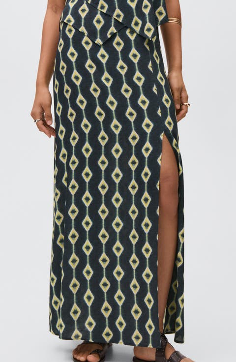 Diamond Print Maxi Skirt