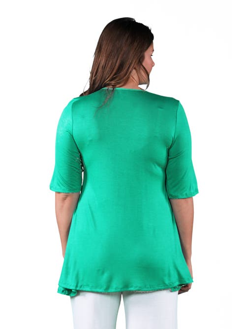 24seven Comfort Apparel Elbow Swing Tunic Top In Green
