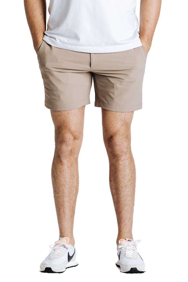 Evolution Hybrid Nylon Stretch Twill Chino Shorts, Main, color, SAND