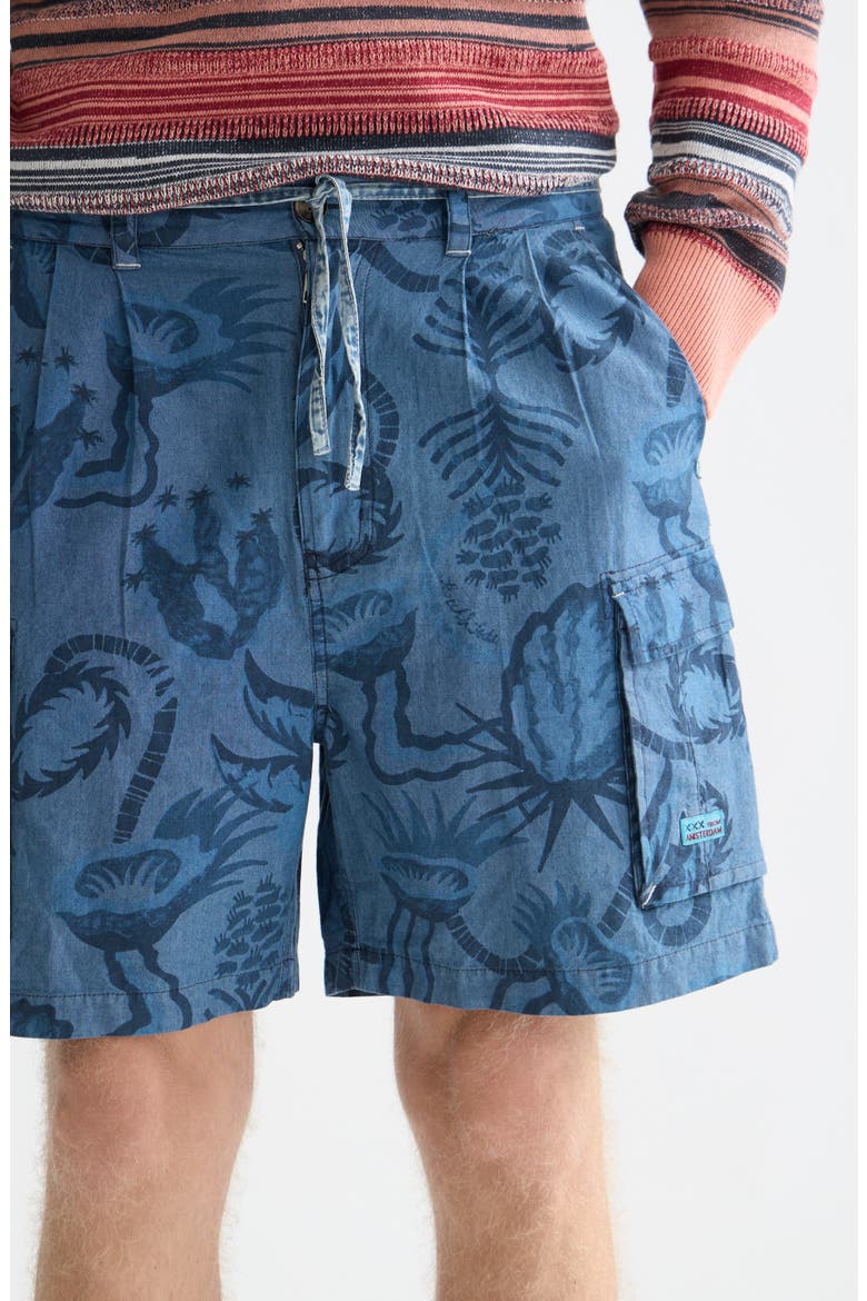 Chambray Cargo Shorts, Alternate, color, DESERT FLORAL INDIGO