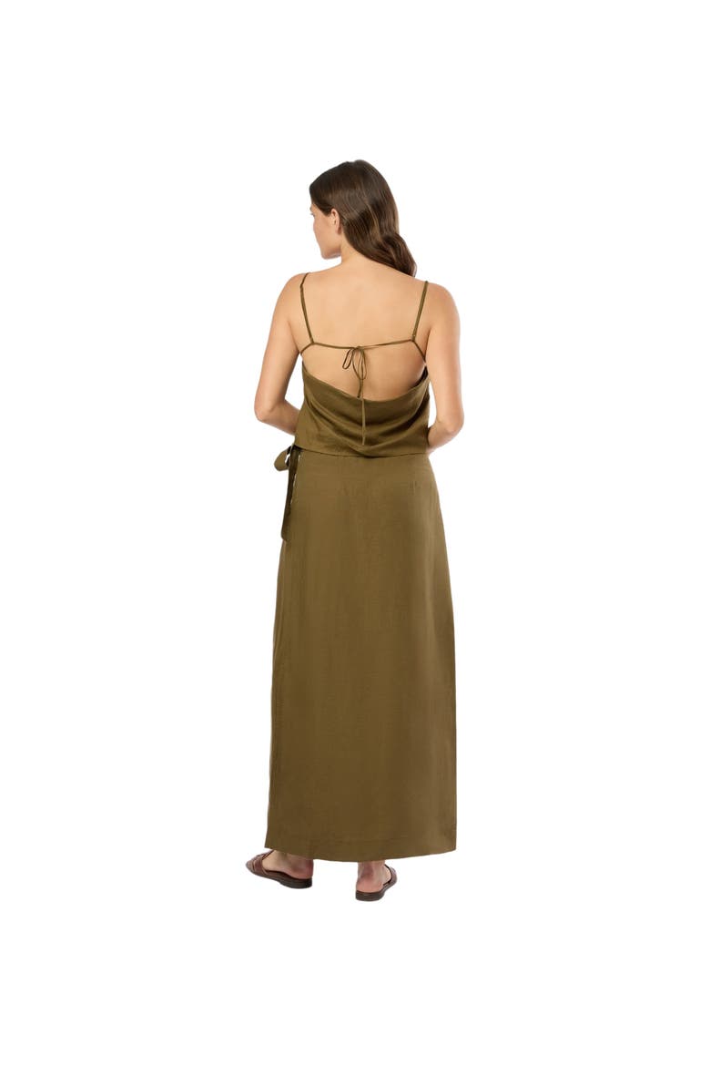 Air Linen Maxi Wrap Skirt, Alternate, color, OLIVE