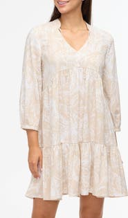 Ellen Tracy Floral Tiered Babydoll Dress