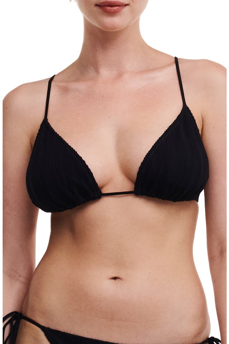 Jacquard Triangle Bikini Top, Main, color, BLACK