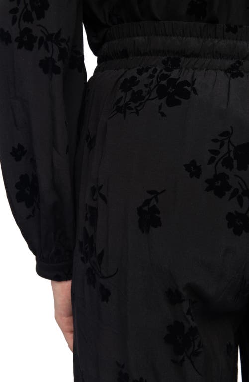 Zadig & Voltaire Poma Floral Satin Drawstring Waist Pants In Black