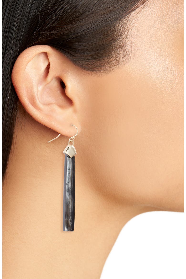 Dylan Horn Drop Earrings, Alternate, color, BLACK