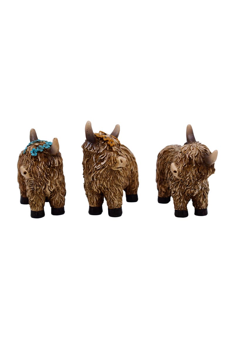 Resin Highland Cow Figurines Set of 12 Brown for Spring Home Decor, Alternate, color, Brown