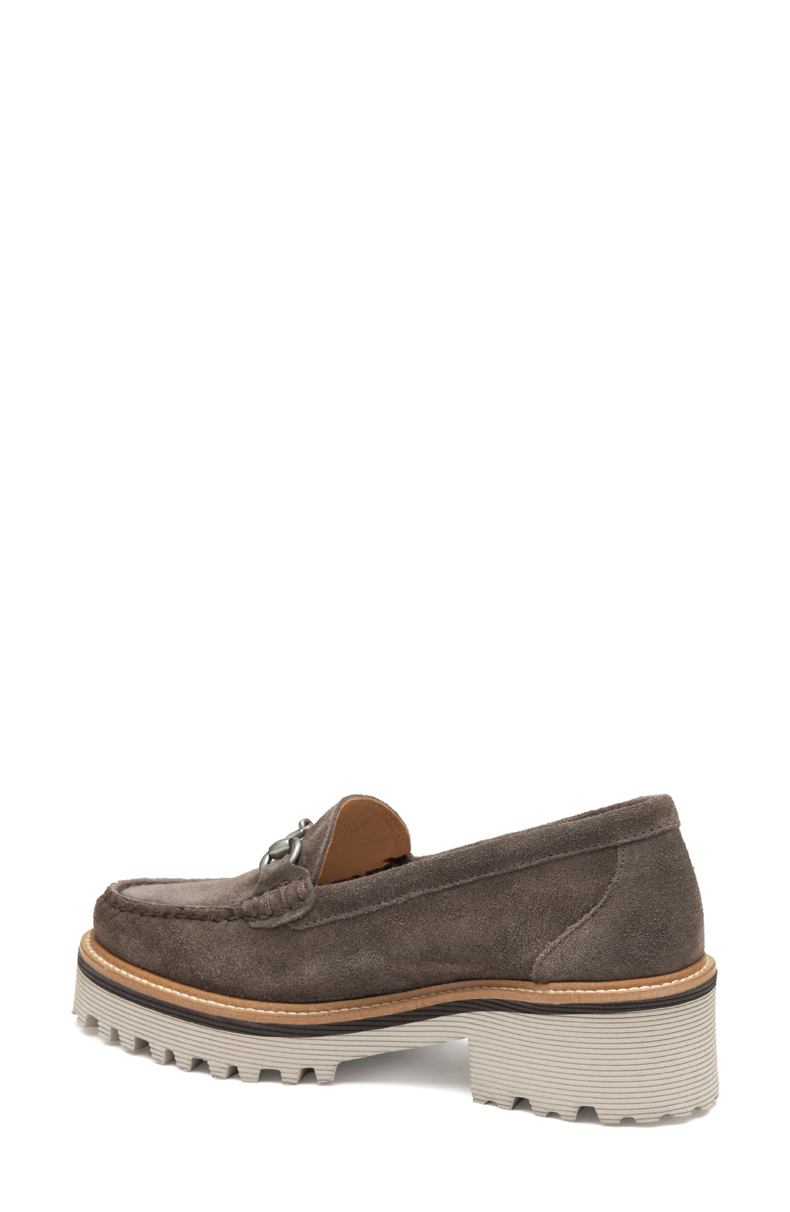 Johnston & Murphy Emmalynn Lug Sole Bit Loafer, Alternate, color, Dark Gray Suede