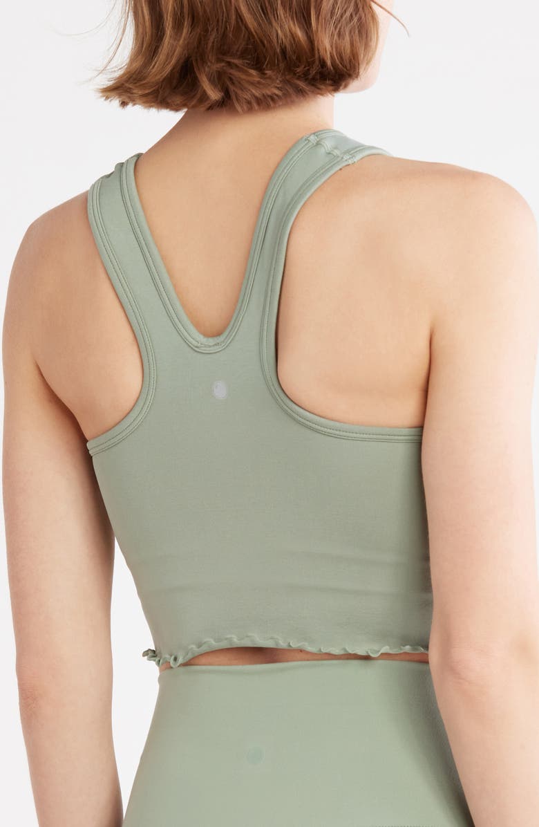 YOGALICIOUS Seamless Hollywood Lettuce Edge Racerback Bralette, Alternate, color, Lily Pad