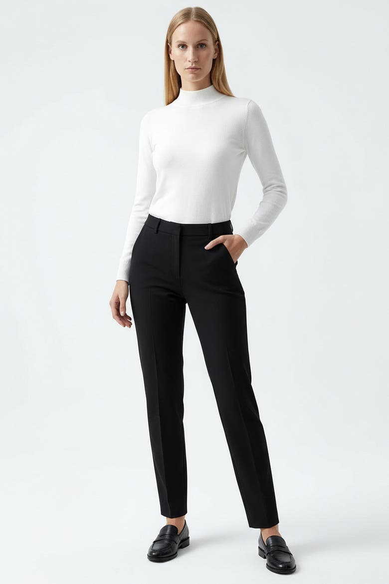 High Waist Woven Pants, Alternate, color, BLACK