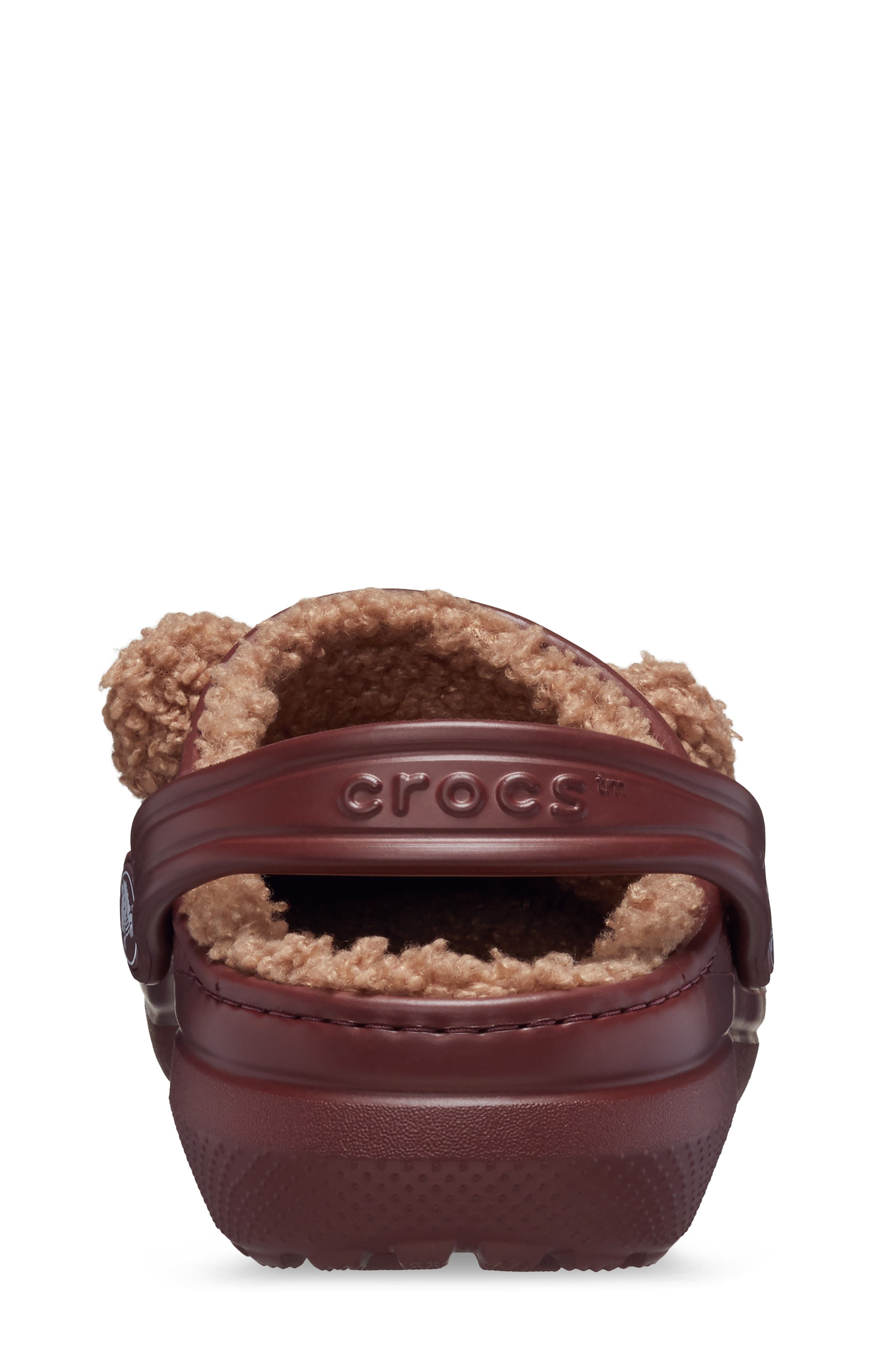 CROCS Kids' Classic Faux Shearling Lined Brown Bear Clog, Alternate, color, Dark Clay