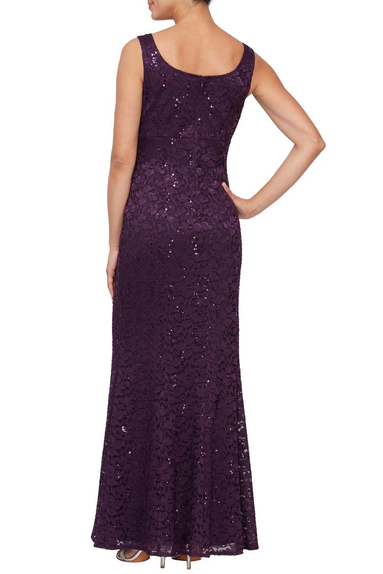 Sequin Lace A-Line Gown with Jacket, Alternate, color, EGG