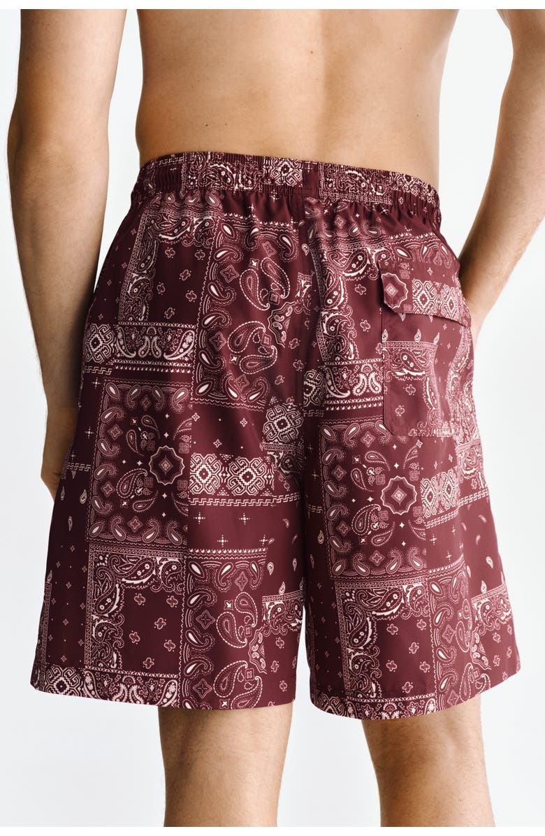 H&M Patterned Swim Shorts, Alternate, color, Dusty Red/Paisley