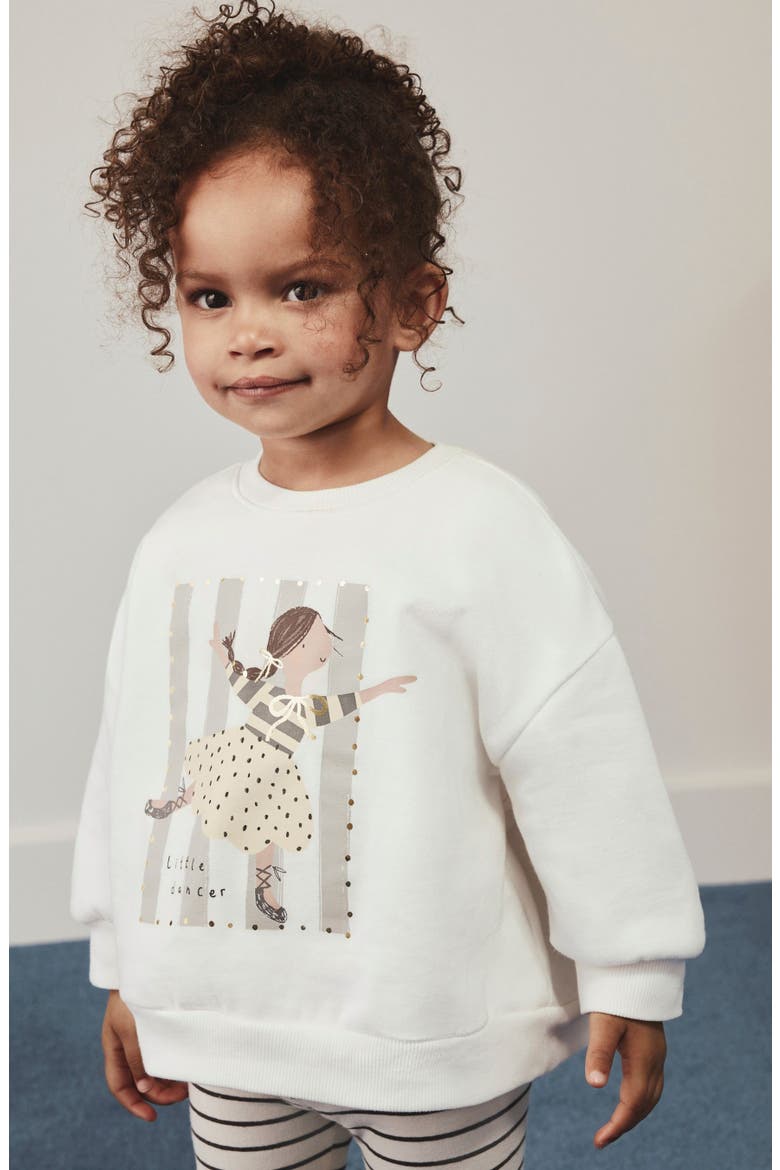 Kids' Graphic Print Sweatshirt, Alternate, color, WHITE