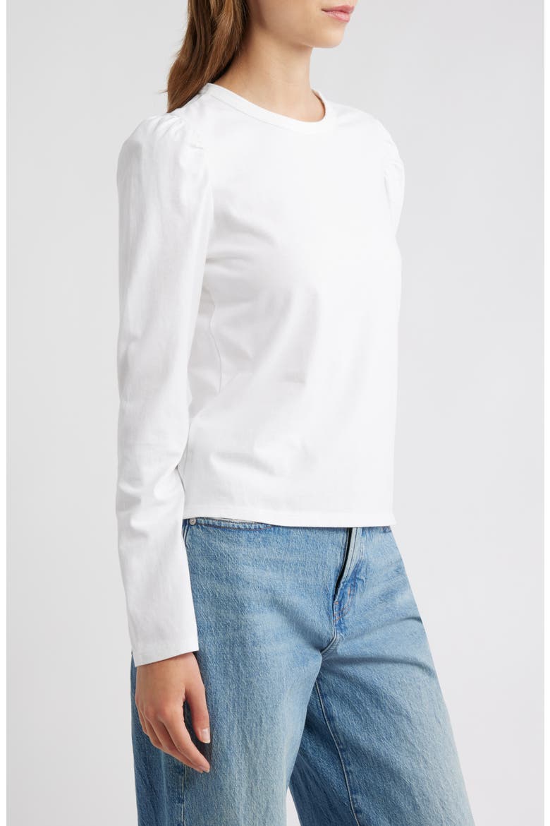 Easy Puff Sleeve Cotton Top, Alternate, color, WHITE