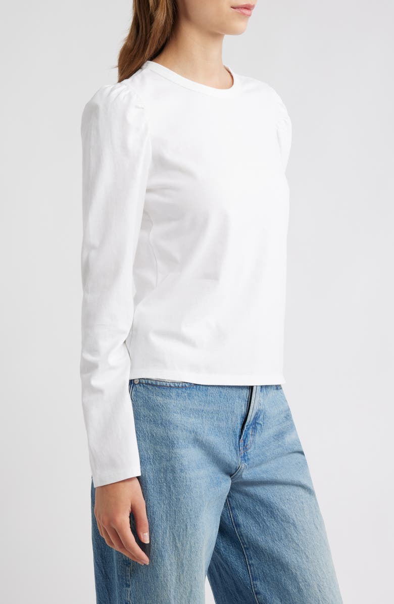 Madewell Easy Puff Sleeve Cotton Top, Alternate, color, White